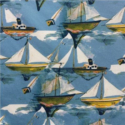 Tissu imprimé océan bleu et jaune