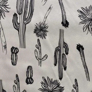 Cactus Print Crêpe Satin Tissu Uni